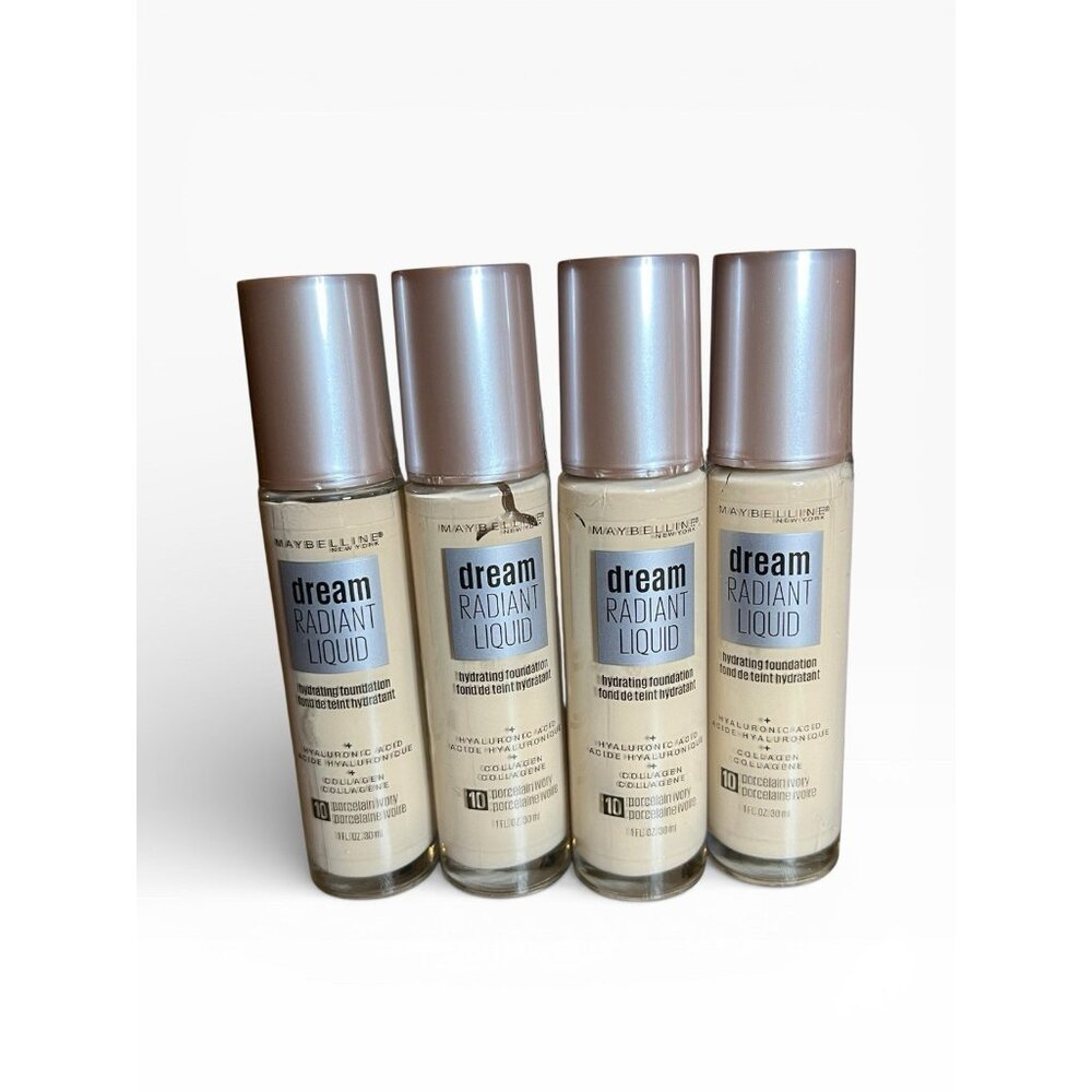 4X Maybelline Dream Radiant Liquid Foundation #10 Porcelain Ivory, New